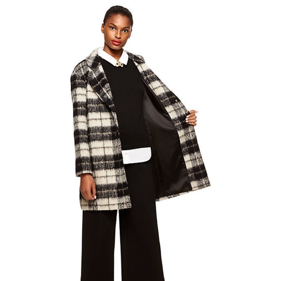 Kate Spade WOODLAND PLAID Check BOW Coat 4 6 - Picture 3 of 8